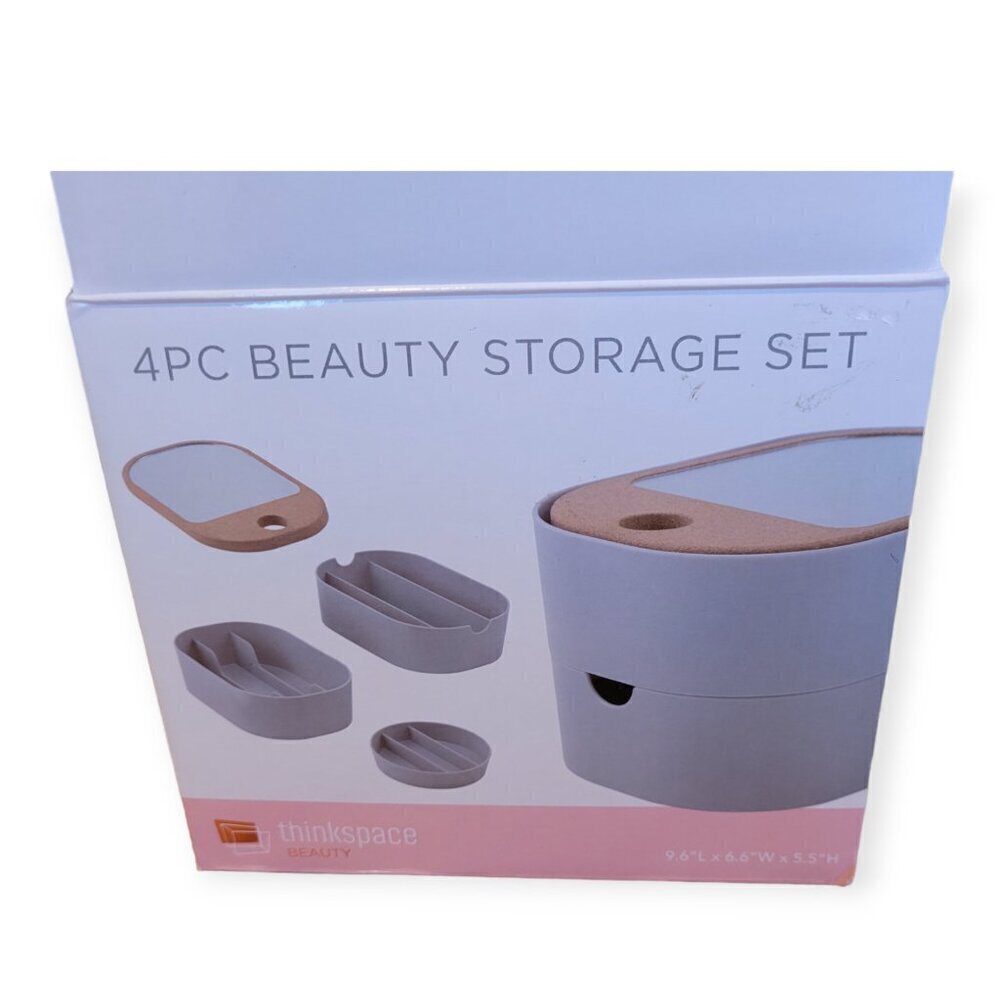 Thinkspace 4 Piece Makeup Storage Organizer Set Travel Friendly Stackable Beauty